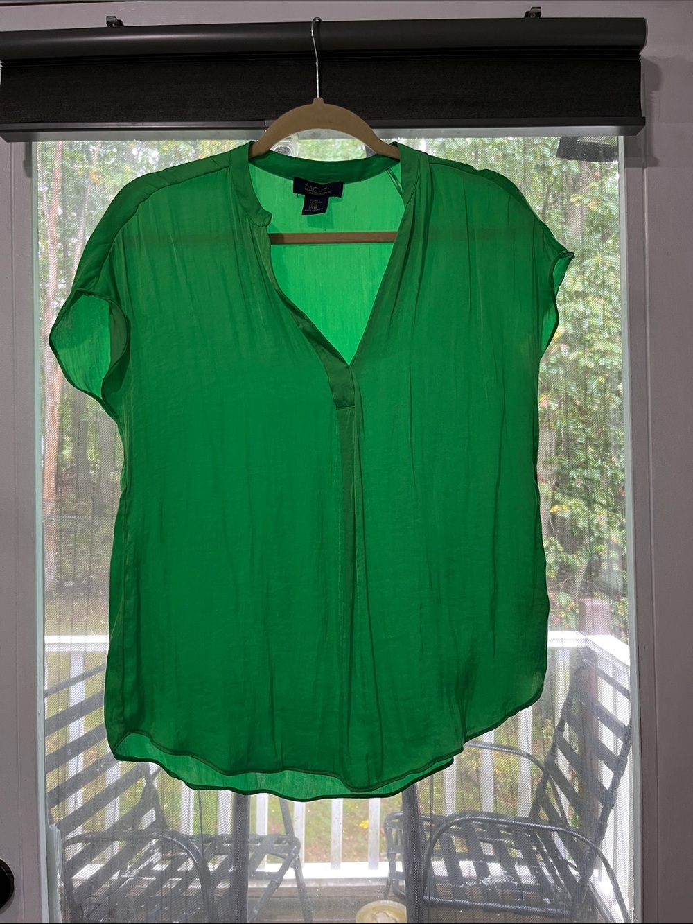 RACHEL Rachel Roy Emerald Green Short-Sleeve V-Neck Blouse